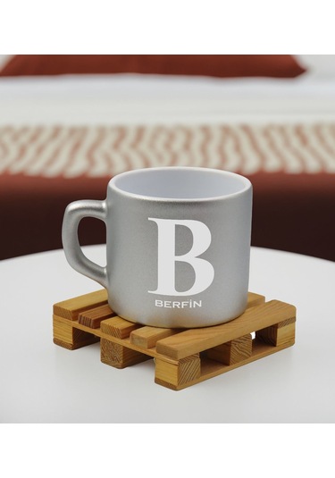 Bk Gift Kişiye Özel İsimli Gümüş Renkli Middle Çay & Kahve Fincanı-3, Arkadaşa Hediye, Sevgiliye Hediye, Doğum Günü Hediyesi Kobitmeyencom32517 Bk Gif