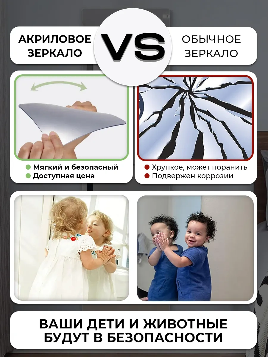 Conflate Duvar İçin Ayna Çıkartması Kareler 4 Adet Gümüş 313799732 Gümüş