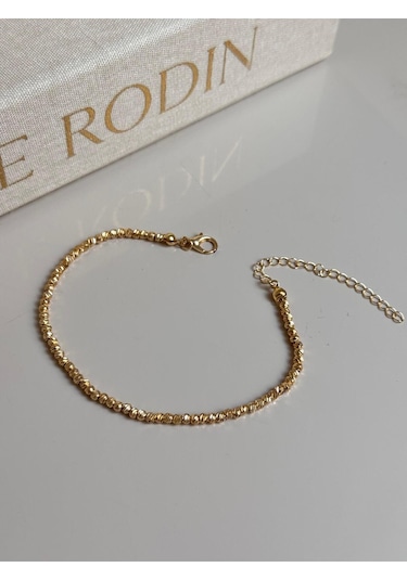 Altın Kaplama Dorika Boncuklu Kadın Halhal Ayarlanabilir Şık Yazlık Aksesuar Altın