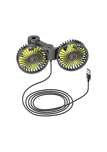 Suıtu F4208 Araç Soğutma Fanı Araç Arka Koltuk Arkalığı Usb Çift Kafalı Elektrikli Fan