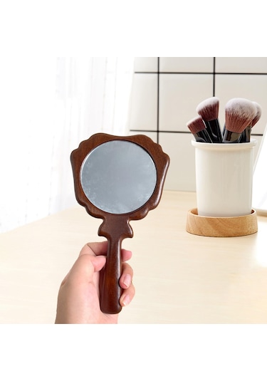 Suntek El Düzenlenen Ayna Vintage El Aynası Saplı, Ahşap