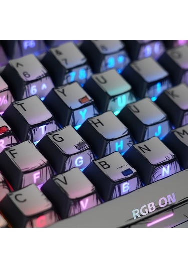 Honeybeeshop Renkli Çizgi Roman Tarzı 137 Tuşlu Anime Gradyan Pbt Klavye Kapak Seti Cherry Profili Yan Baskılı Parlak Yazılar Mekanik Klavyeler İçin