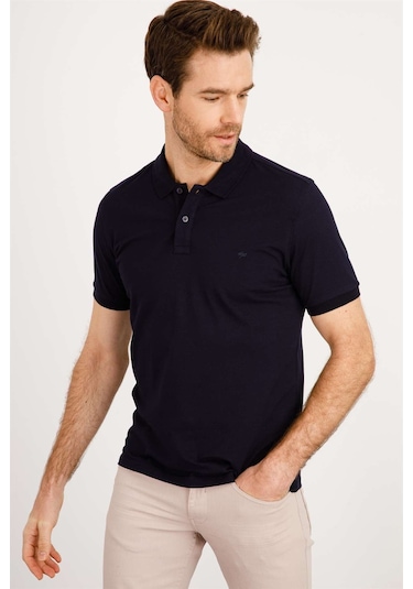 İgs Modern Fit Dar Kalıp Erkek Polo Yaka Tişört Lacivert