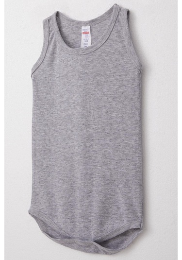 Breeze Erkek Bebek Çıtçıtlı Atlet Zıbın Body Jakarlı 9 Ay-3 Yaş, Gri Melanj Gri Melanj