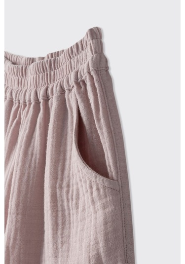 Panço Kız Çocuk Yumuşak Dokulu Müslin Şort Mavi Pembe