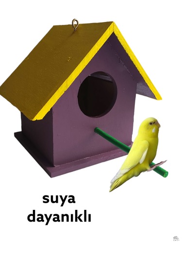 Ncy Ahşap Kuş Yuvası Dış Mekan Suya Dayanıklı Turuncu Yeşil 15 x 15 x 20 CM
