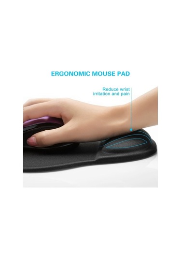 Pazly Bilek Desteği Mouse Pad - Hafızalı Köpük, Ergonomik Tasarım, Siyah