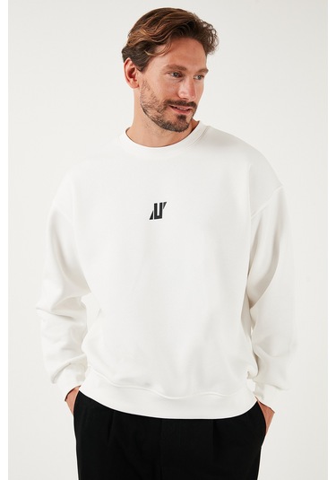 Buratti Regular Fit Bisiklet Yaka Pamuklu Içi Tüylü Yumuşak Şardonlu Erkek Sweat 5905405 Ekru