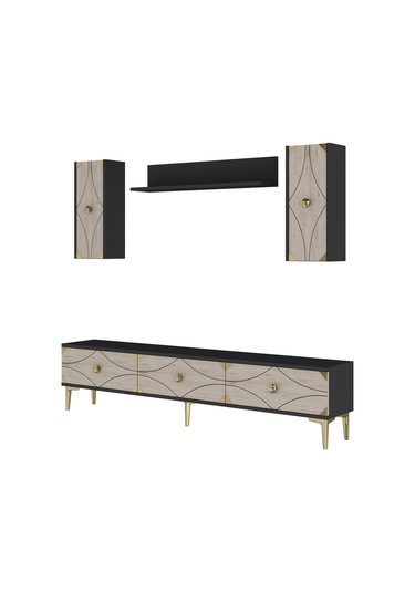 Tvr1897atg Alfa Tv Ünitesi Takımı Antrasit-traverten-gold 180cm