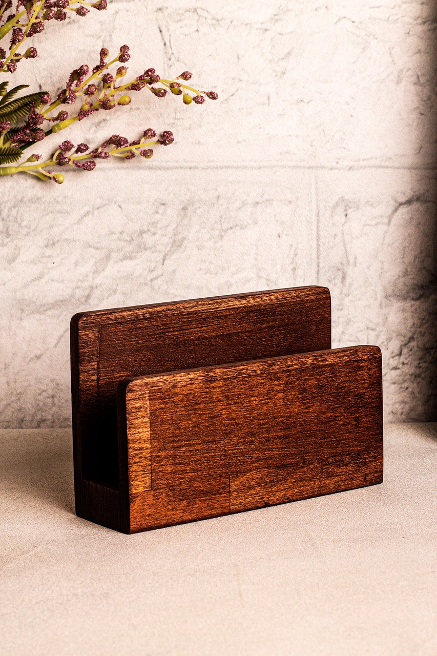 Snippy Vero - Ahşap Peçetelik Masaüstü Peçete Organizeri Kahverengi