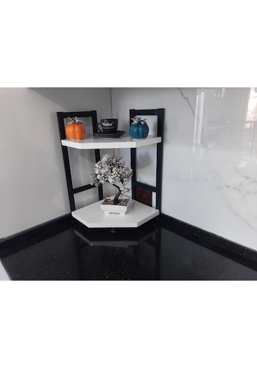 Tezgah Üstü Köşe Raf İkili Beyaz