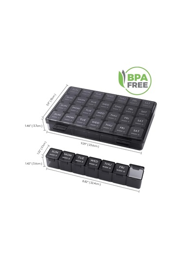 Likeable 28 Günlük Hap Kutusu, 4 Haftalık Bir Aylık Hap Kutusu, Büyük Bölmeli Vitaminler Için Ilaç Düzenleyici, 2'li Paket