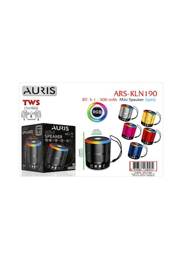 Auris Kln190 Bluetooth Speaker Mini Işıklı Bt 5.1 Şarjlı