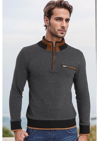 9039 Dewberry Erkek Sweatshırt-antrasit Antrasit