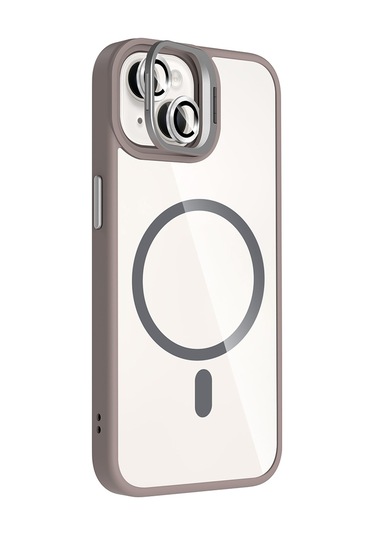 iPhone Uyumlu 14 Kılıf Standlı + Kamera Lens Koruma Setli M-safe Şarj Özellikli Mkst Etro Kapak Lacivert Lacivert