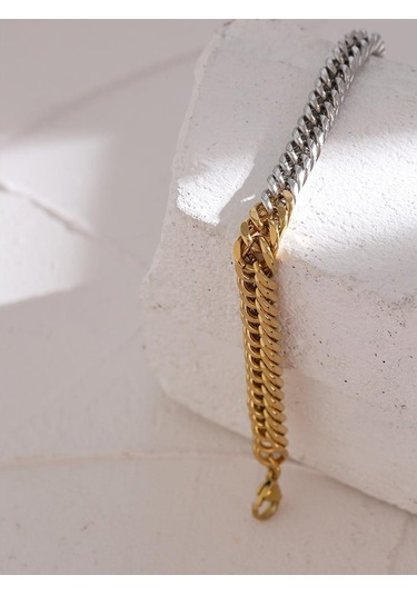 Eetit 316l Paslanmaz Çelik Zincir Yaka Bileklik Kadın Altın - Gümüş