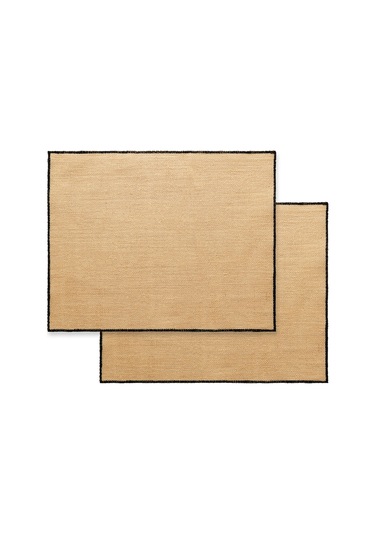 Home Wave 2'li Siyah Dikiş Detaylı Jüt Amerikan Servis 45 X 35 Cm Bej