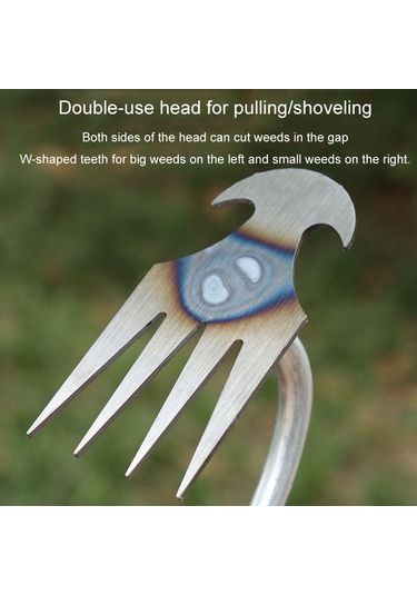 Sones Dört Dişli Çift Amaçlı Ot Temizleme Aleti Bahçe Ot Tırmığı Kökten Ayıklama Ot Temizleme Aleti, Uzunluk: 35 Cm Galvanizli Ahşap Saplı