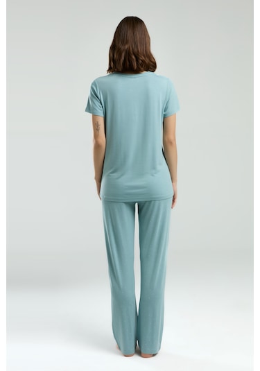 Pierre Cardin 8985 Kısa Kol Kadın Pijama Takımı Su Yeşili