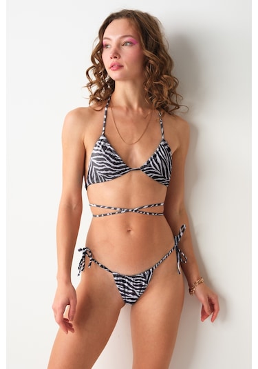 No Gossip Aqua Üçgen Bikini Tek Üst Zebra 239105-d 239105-d Zebra