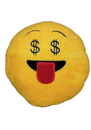 Dil Çıkaran Yüz Peluş Emoji Yastık Sarı