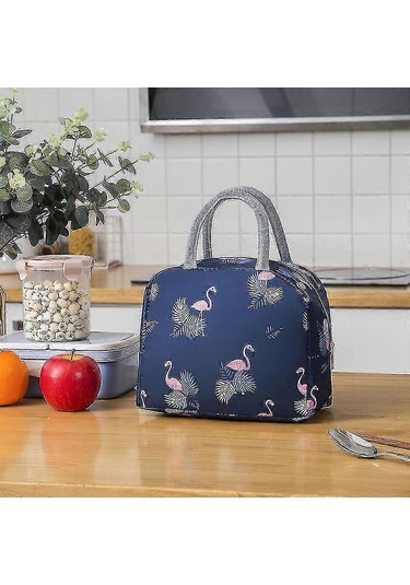 Öğle Yemeği Çantası Yalıtımlı Çanta Öğle Yemeği Çantası Yalıtımlı Çanta Pirinç Poşeti Kalınlaştırılmış Alüminyum Folyo Tote Çanta Lacivert Flamingo Pxcl --