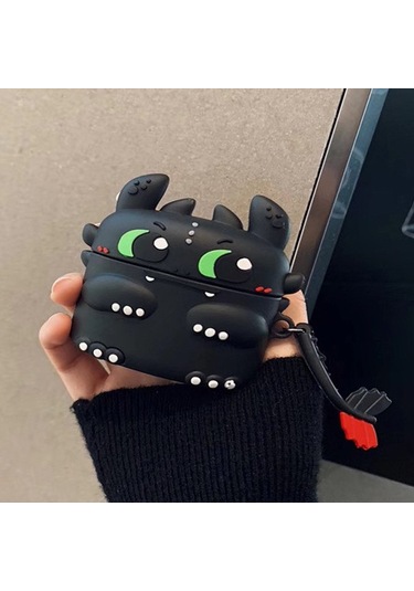 Microsonic Aipods Uyumlu 4.nesil / Anc Kılıf Cartoon Figürlü Silikon Crtn-fgr-tthlss Dark Silver