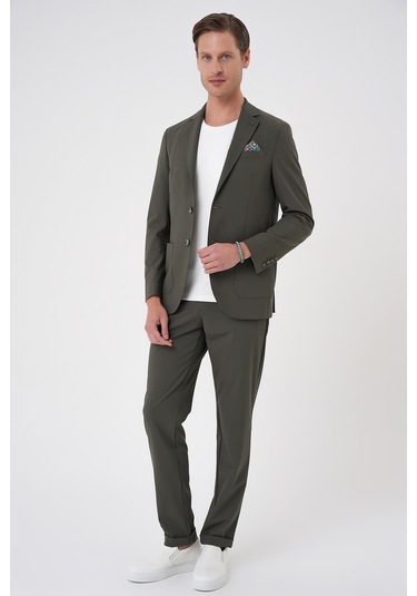 Comfort Fit Mono Yaka Torba Cep Casual Haki Ceket C 707 Haki