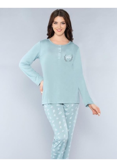 Uzun Kol Mevsimlik Pijama Takımı Viskon Alperi 790-31 YESIL
