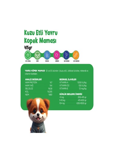 Propaw Kuzu Parça Etli Jöleli Premium Tahılsız Yavru Köpek Maması 12 x 415 G