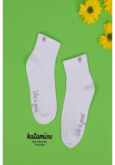 3'lü Kız Çocuk Basic Lila Sarı Beyaz Soket Çorap-1328 Lila