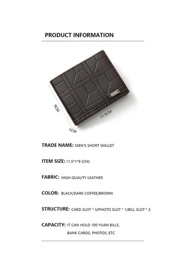 Createtech Yeni Marka Erkek Kısa Cüzdan - Genç Moda Ekose Deri Cüzdan Siyah Siyah