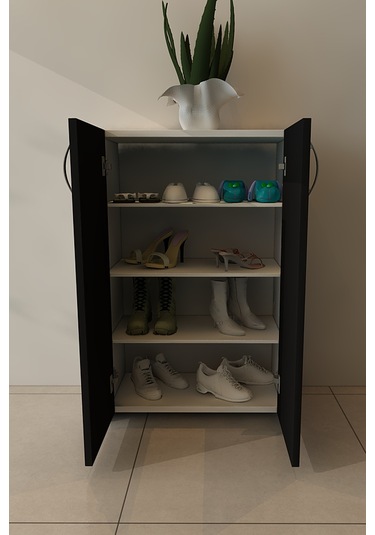 Moonlife Turna 4 Raflı Ayakkabılık Siyah