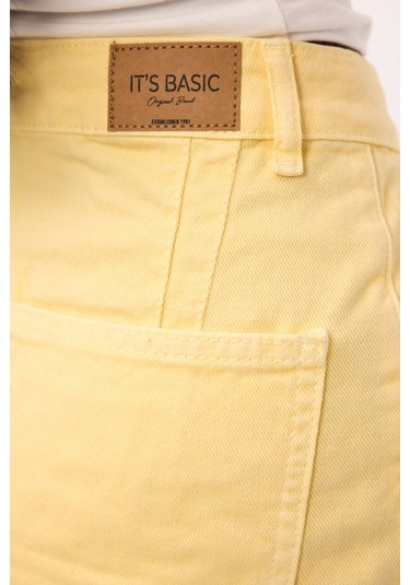 Kadın Sarı 6s6-108 Straight Mini Denim Etek