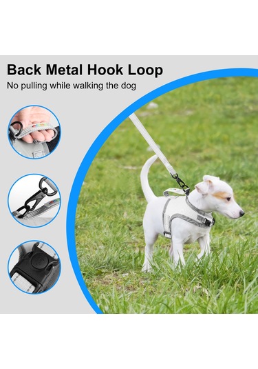 Funadd Traction Rope Reflective Breatheable Nylon Pet Vest Dog Harness, Size: S Grey