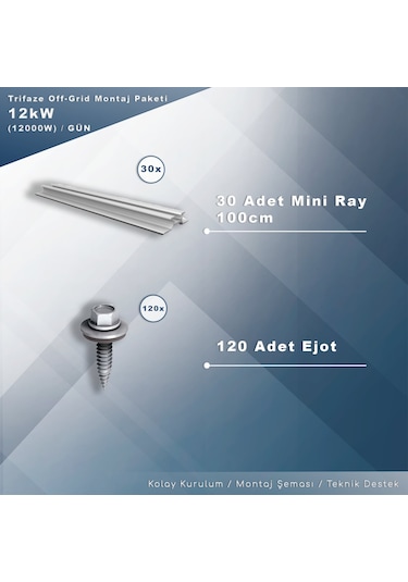 Trifaze Off Grid Paket Sistem 12 Kw/ Gün