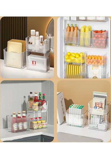 Cbtx Buzdolabı Yan Kapı Saklama Kabı Pet Buzdolabı Düzenleyici Kutusu, Çift Katmanlı / Boyut L Fda Sertifikası Yok, Bpa İçermez - Yeşil