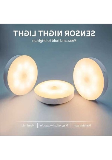 Fastbuy 3 Adet Takım Sıcak Beyaz Ayarlanabilir Parlaklık Led Hareket Sensörlü Gece Işıkları, Usb Şarj Edilebilir Pil Mutfak T Sıcak Beyaz