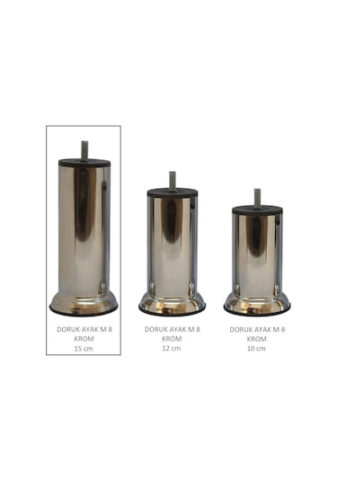 Doruk Ayak, Cıvatalı Baza Koltuk Dolap Ayağı, Metal, Krom, M8, 15 Cm Krom