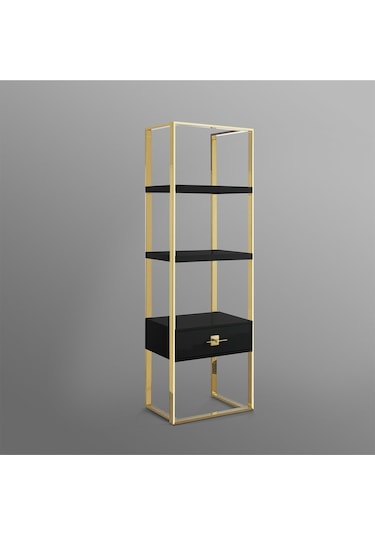 Rihanna Gold Metal Siyah Kitaplık & Raf