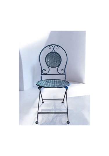 Ferforje Metal Açılır Katlanır Sandalye Bahçe Balkon Mutfak Sandalyesi Siyah 1 Adet Siyah