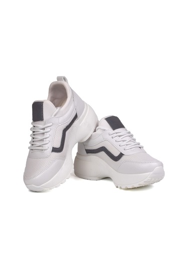 Kız Çocuk Beyaz Fileli Rahat Günlük Sneaker Nefes Alan Spor Ayakkabı Beyaz