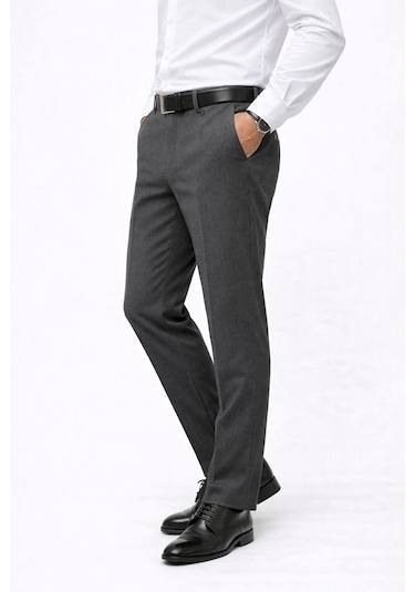 Classics Men Caserta Regular Fit Likralı Erkek Kumaş Pantolon - 7558 Füme