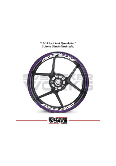 Bajaj Rs200 Jant Sticker Dış Ve İç Set Sticker Jant Şeridi Mor