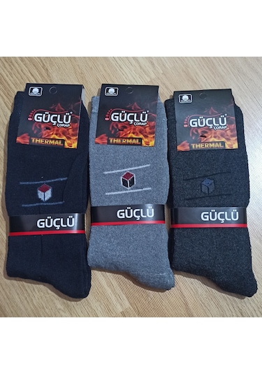 Güçlü Erkek Thermal Havlu Çorap 12 Adet Siyah