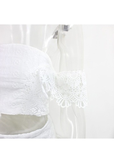 Bohem Bağlamalı Sahil Elbise Takım Beyaz Beyaz