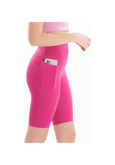 Josejuan Kadın Toparlayıcı Yüksek Bel Cep Detaylı Spor Biker Tayt 7108-fuşya Fuşya