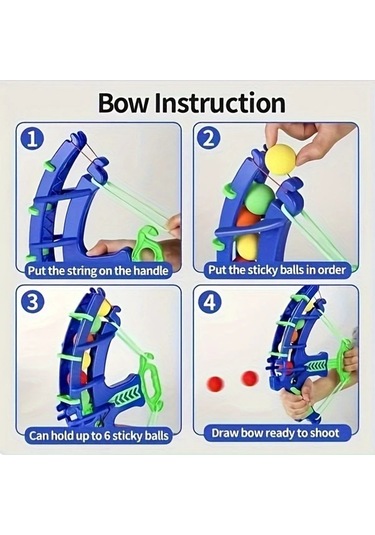 Hightower Yeşil Renkli Büyük Yay Ve Ok Oyuncak Eva Top Fırlatıcı İç Ve Dış Mekan Oyun