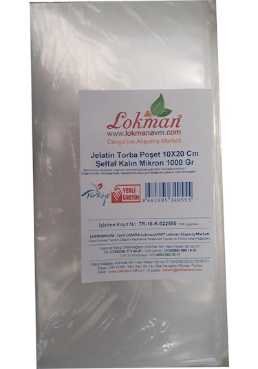 LokmanAVM Jelatin Torba Poşet 10X20 Cm Şeffaf Kalın Mikron 1000 G