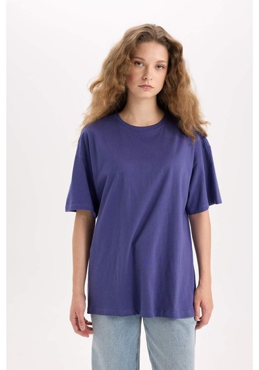 DeFacto Oversize Geniş Kalıp Bisiklet Yaka Baisc Düz Kısa Kollu Tişört V4136AZ25SMPR160 DeFacto Oversize Geniş Kalıp Bisiklet Yaka Baisc Düz Kısa Kollu Tişört V4136AZ25SMPR160